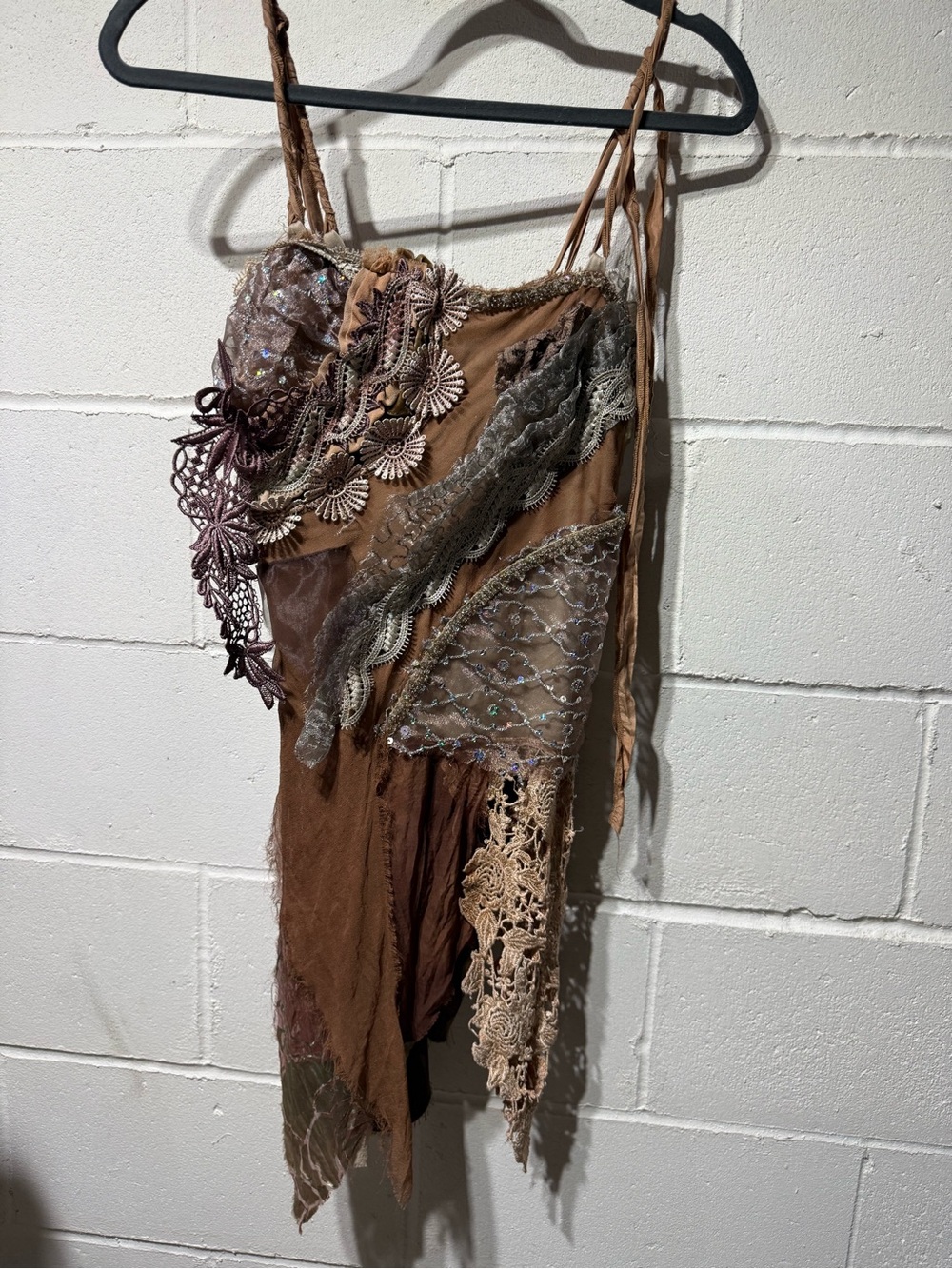 Talk of the Walk Brown Boho Lace Patchwork Dress